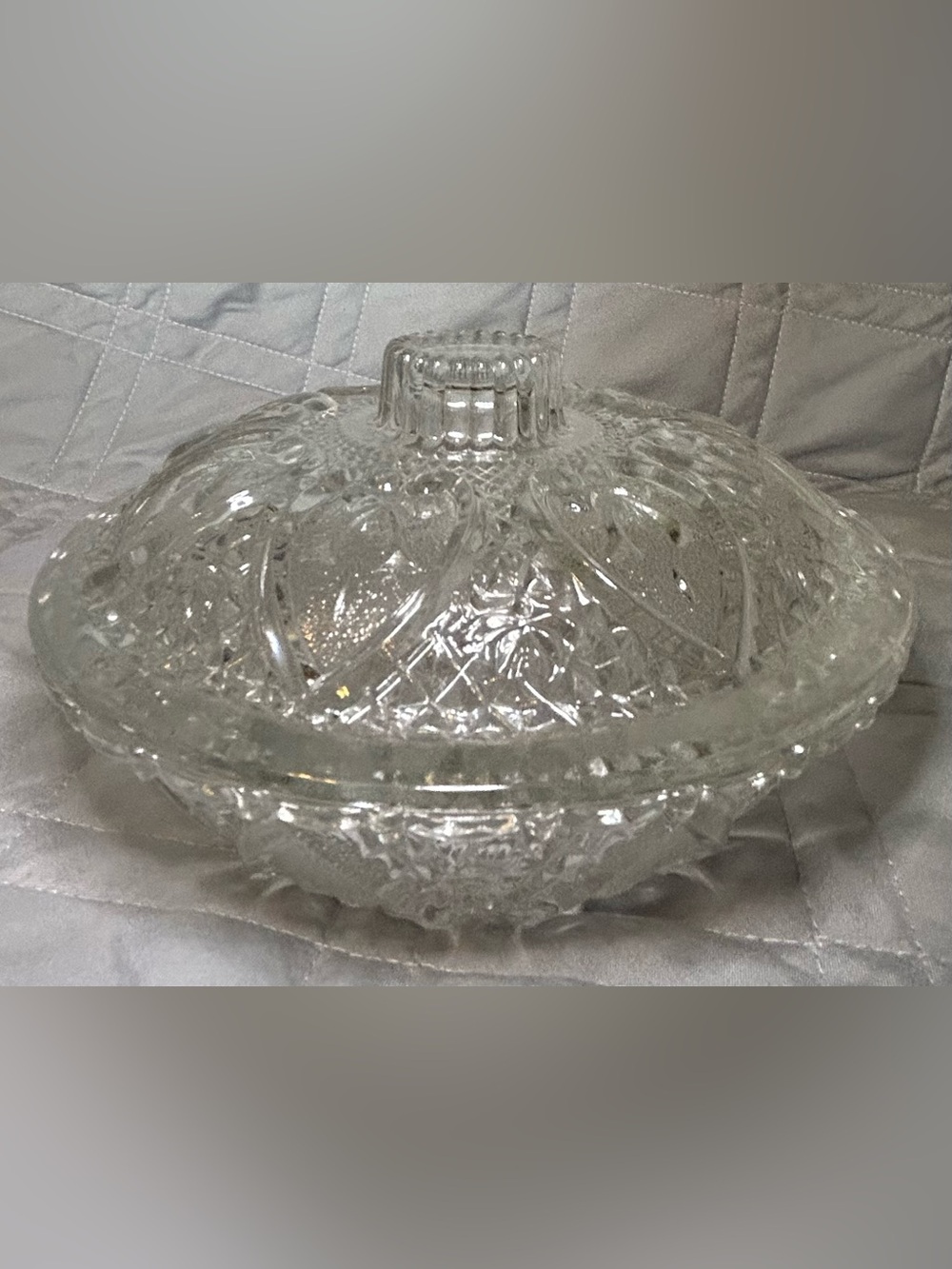 Pasari Of Indonesia Vintage Pressed Glass Candy Dish With Lid Hearts and Flowers
